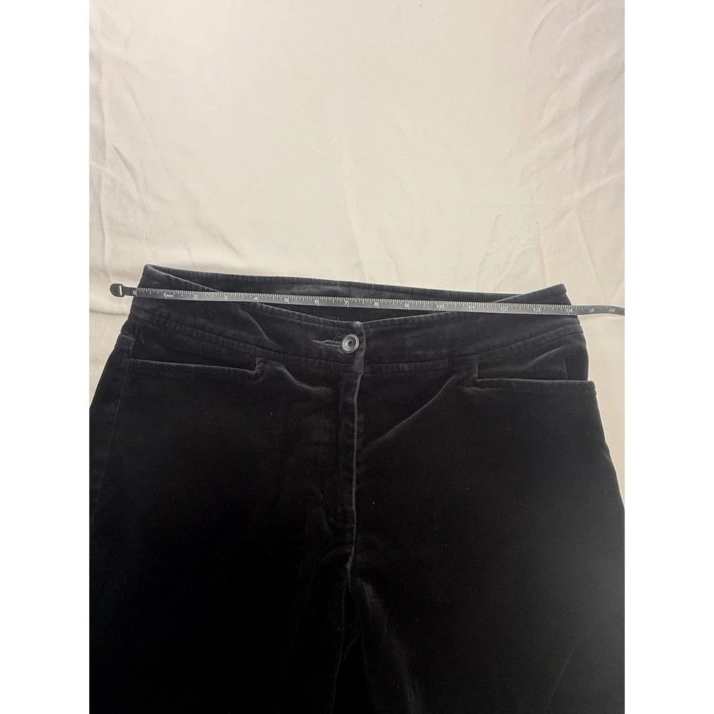 Eileen Fisher PP Black Velvet Straight Leg Pants‎ Petite Mid Rise